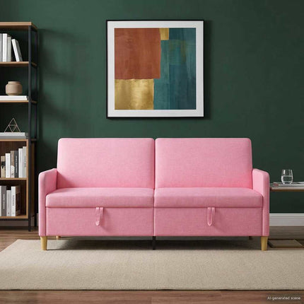 Sofa med opbevaring Lyserød 192 x 78 x 87 cm Polyester