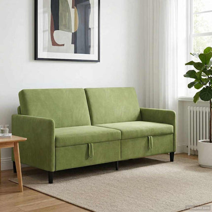 Sofa med opbevaring Lys grøn 192 x 78 x 87 cm Polyester