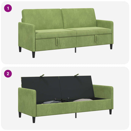 Sofa med opbevaring Lys grøn 192 x 78 x 87 cm Polyester