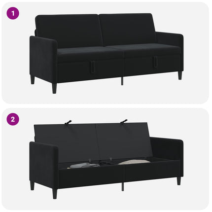 Sofa med opbevaring Sort 192 x 78 x 87 cm Polyester