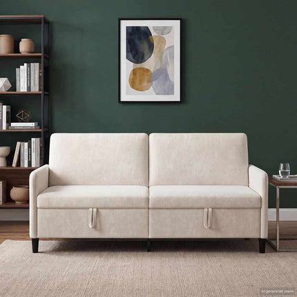 Sofa med opbevaring Cremefarvet 192 x 78 x 87 cm Polyester