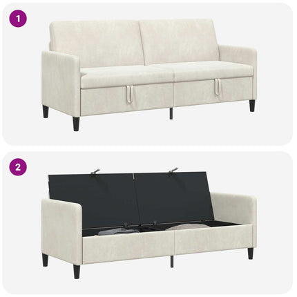 Sofa med opbevaring Cremefarvet 192 x 78 x 87 cm Polyester