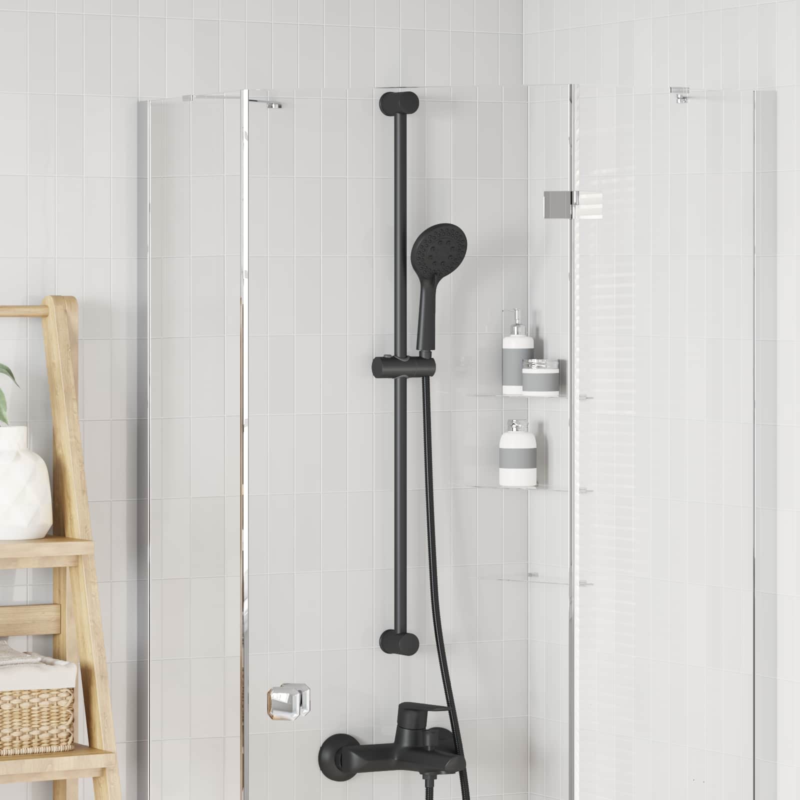 Brusehovedholder Sort 101 cm Rustfrit stål billede