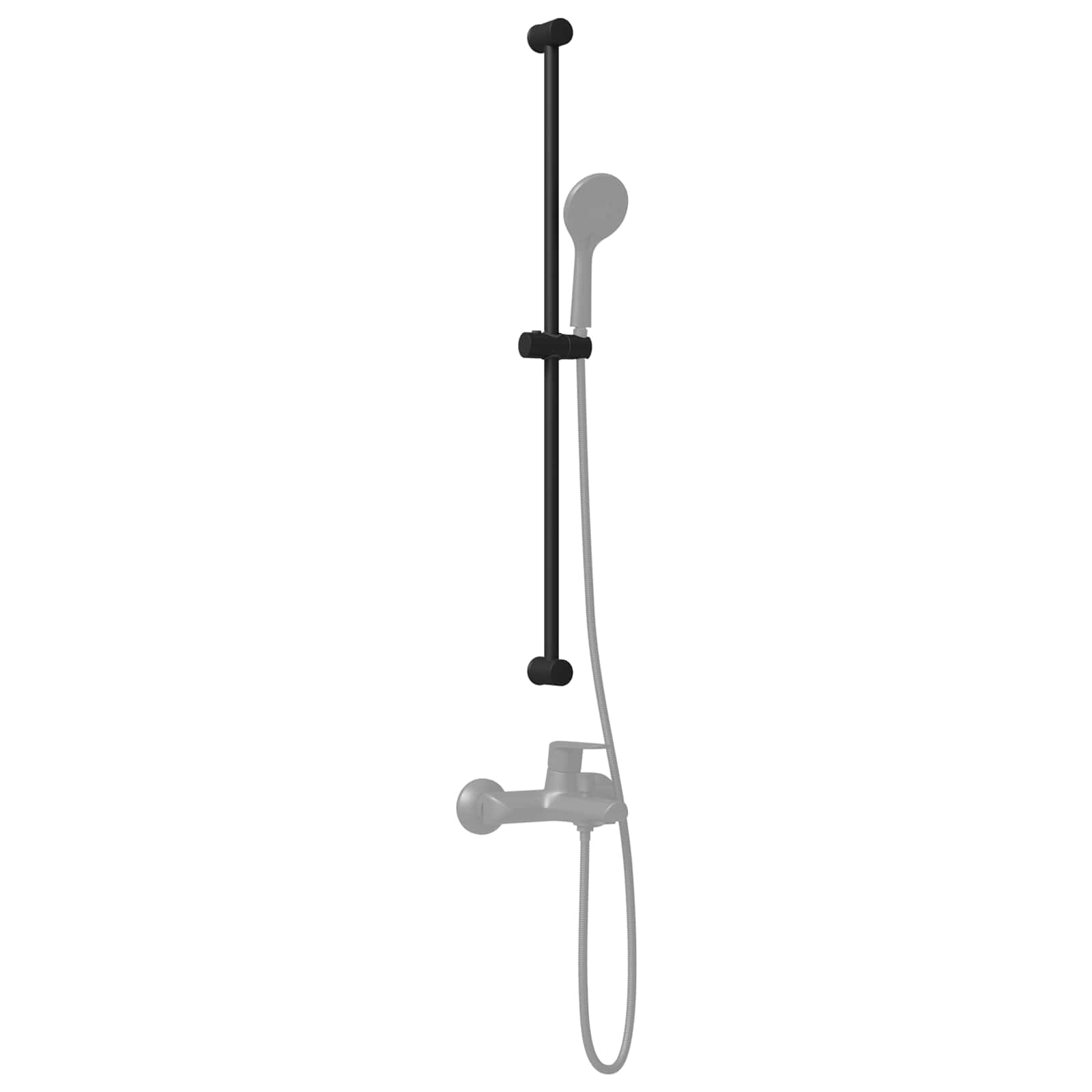 Brusehovedholder - sort, 101 cm, rustfrit stål