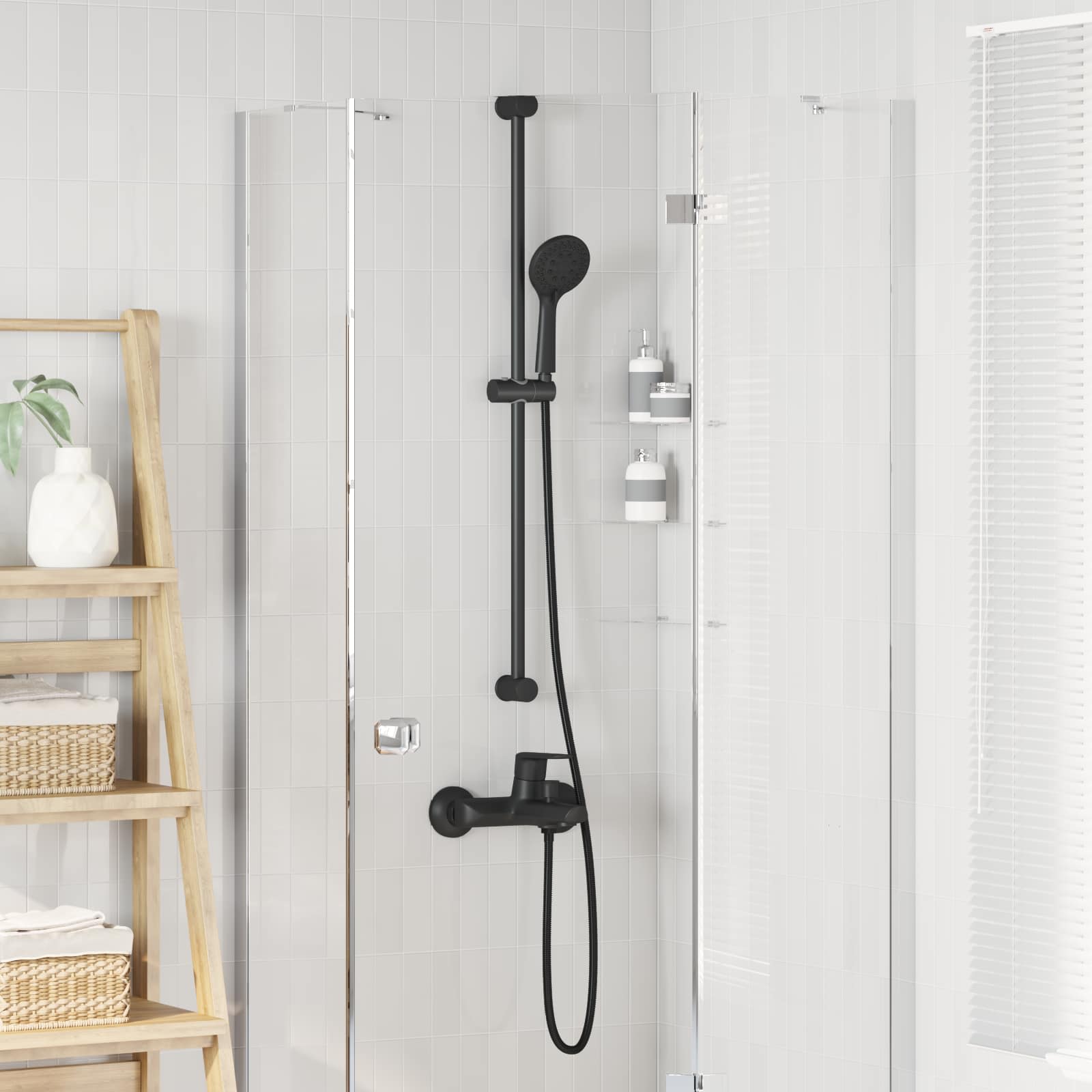 Håndbruser sæt - sort, rustfrit stål, 150 cm slange