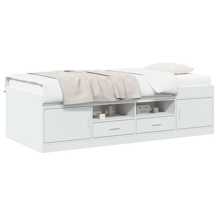 Sengestel med opbevaring Hvid 80 x 200 cm Konstrueret træ