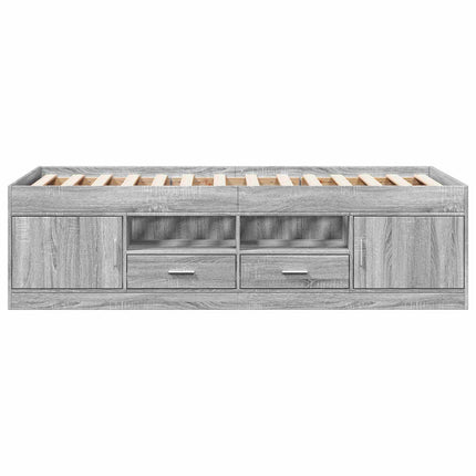 Sengestel med opbevaring Grå Sonoma 80 x 200 cm Konstrueret træ