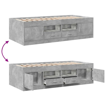 Sengestel med opbevaring Betongrå 80 x 200 cm Konstrueret træ