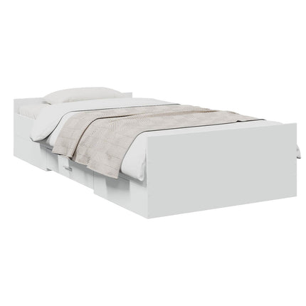 Sengestel med opbevaring Hvid 80 x 200 cm Konstrueret træ