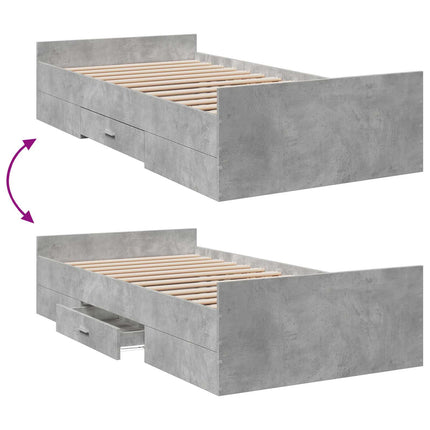 Sengestel med opbevaring Betongrå 80 x 200 cm Konstrueret træ