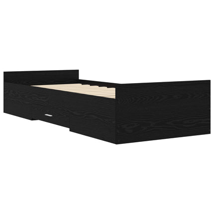 Sengestel med opbevaring Sort eg 80 x 200 cm Konstrueret træ