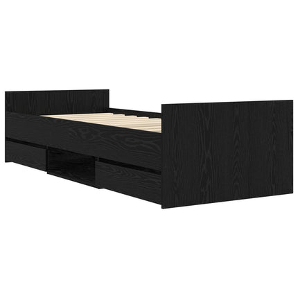 Sengestel med opbevaring Sort eg 80 x 200 cm Konstrueret træ