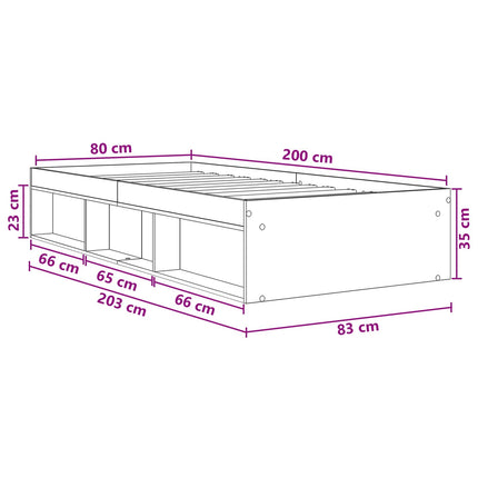 Sengestel med opbevaring Røget eg 80 x 200 cm Konstrueret træ