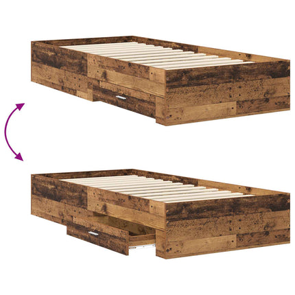 Sengestel med opbevaring Gammelt træ 80 x 200 cm