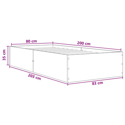 Gulvsengramme Røget eg 80 x 200 cm Konstrueret træ