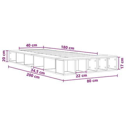 Sengestel med opbevaring Sort eg 80 x 200 cm Konstrueret træ