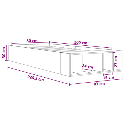 Sengestel med opbevaring Hvid 80 x 200 cm Konstrueret træ