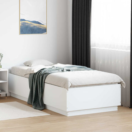 Senge ramme med LED Hvid 80 x 200 cm Konstrueret træ