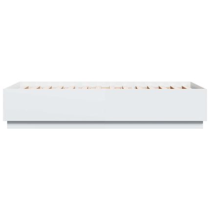 Senge ramme med LED Hvid 80 x 200 cm Konstrueret træ