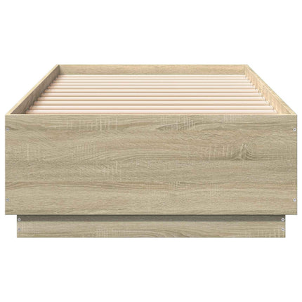 Senge ramme med LED Sonoma-eg 80 x 200 cm Konstrueret træ