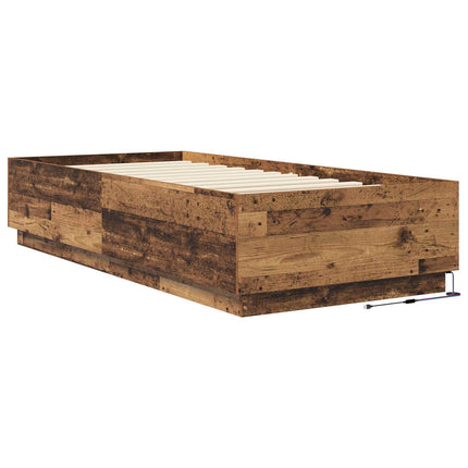 Senge ramme med LED Gammelt træ 80 x 200 cm Konstrueret træ