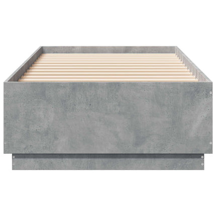 Senge ramme med LED Betongrå 80 x 200 cm Konstrueret træ