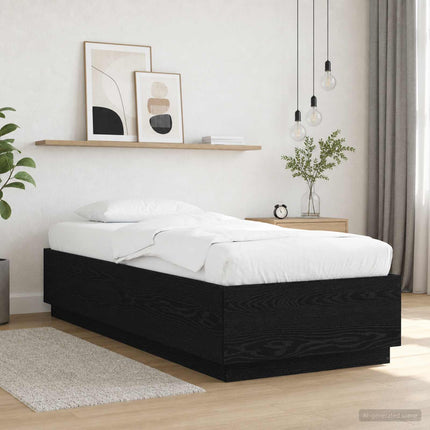 Senge ramme med LED Sort eg 80 x 200 cm Konstrueret træ