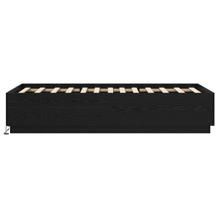 Senge ramme med LED Sort eg 80 x 200 cm Konstrueret træ