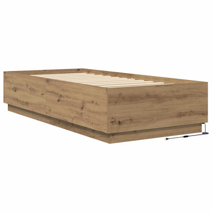 Senge ramme med LED Artisan-eg 80 x 200 cm Konstrueret træ