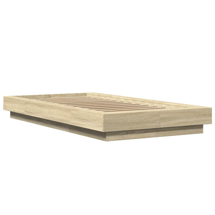 Senge ramme med LED Sonoma-eg 80 x 200 cm Konstrueret træ