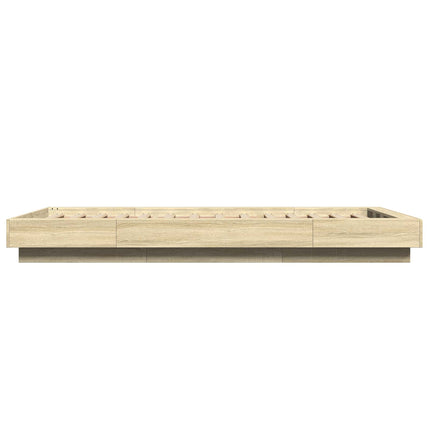 Senge ramme med LED Sonoma-eg 80 x 200 cm Konstrueret træ