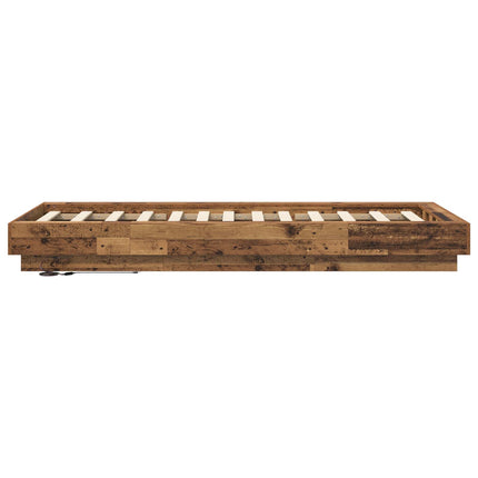 Senge ramme med LED Gammelt træ 80 x 200 cm Konstrueret træ