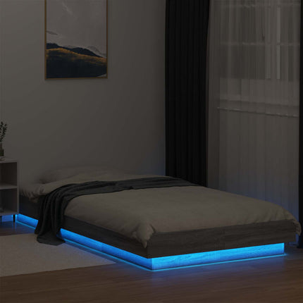 Senge ramme med LED Grå Sonoma 80 x 200 cm Konstrueret træ