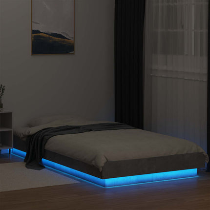 Senge ramme med LED Betongrå 80 x 200 cm Konstrueret træ
