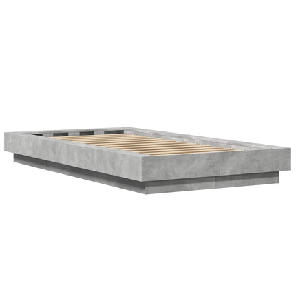 Senge ramme med LED Betongrå 80 x 200 cm Konstrueret træ