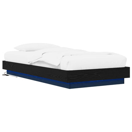 Senge ramme med LED Sort eg 80 x 200 cm Konstrueret træ