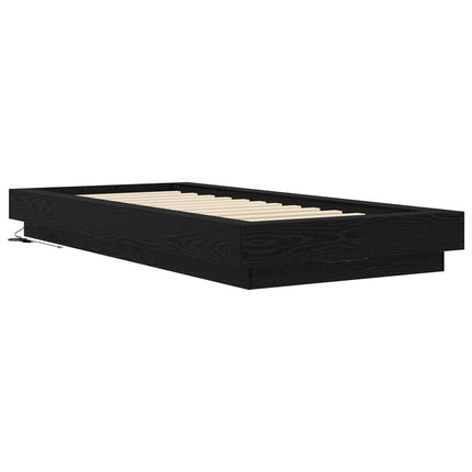 Senge ramme med LED Sort eg 80 x 200 cm Konstrueret træ