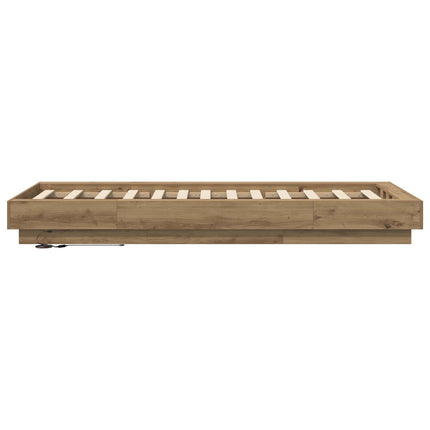 Senge ramme med LED Artisan-eg 80 x 200 cm Konstrueret træ