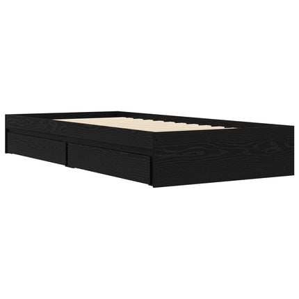 Sengestel med opbevaring Sort eg 80 x 200 cm Konstrueret træ