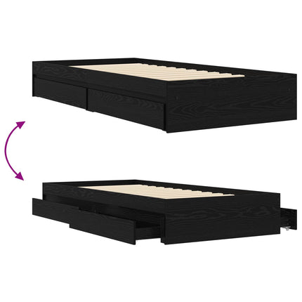 Sengestel med opbevaring Sort eg 80 x 200 cm Konstrueret træ