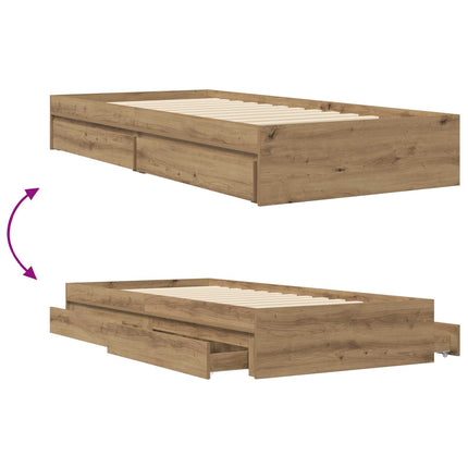 Sengestel med opbevaring Artisan-eg 80 x 200 cm Konstrueret træ
