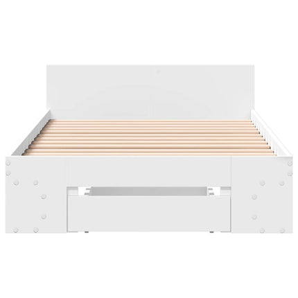 Sengestel med opbevaring Hvid 80 x 200 cm Konstrueret træ