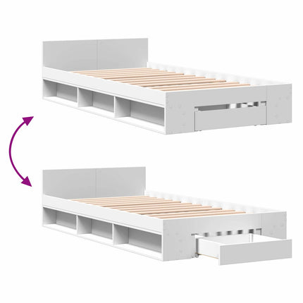 Sengestel med opbevaring Hvid 80 x 200 cm Konstrueret træ