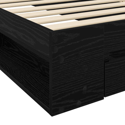 Sengestel med opbevaring Sort eg 80 x 200 cm Konstrueret træ