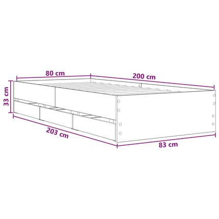 Sengestel med opbevaring Hvid 80 x 200 cm Konstrueret træ