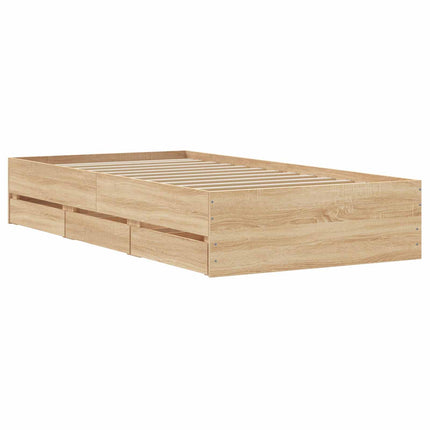 Sengestel med opbevaring Sonoma-eg 80 x 200 cm Konstrueret træ