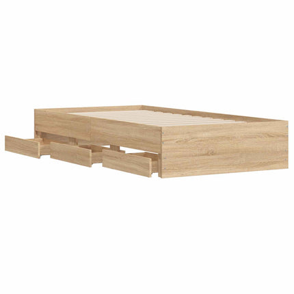 Sengestel med opbevaring Sonoma-eg 80 x 200 cm Konstrueret træ
