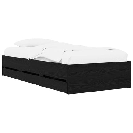 Sengestel med opbevaring Sort eg 80 x 200 cm Konstrueret træ