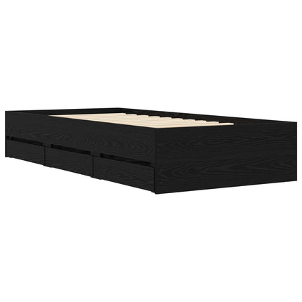 Sengestel med opbevaring Sort eg 80 x 200 cm Konstrueret træ