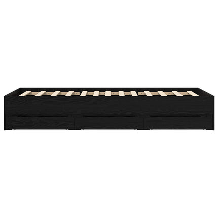 Sengestel med opbevaring Sort eg 80 x 200 cm Konstrueret træ